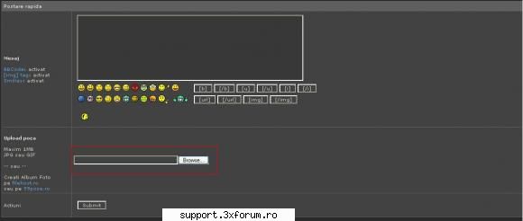 acolo apar doar pozele care le pui pe forum prin comanda browse poze...